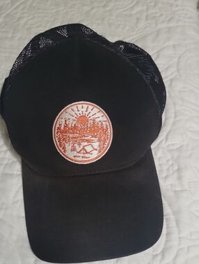 Black  Hat with Orange Scenic Patch